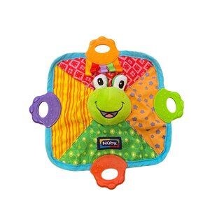 Nuby Baby Teething & Activity Toy Soft Frog Design 10" Blankie Blanket Sensory